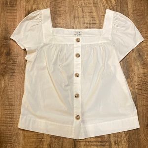 J CREW Square Neck Button Up Crop Shirt